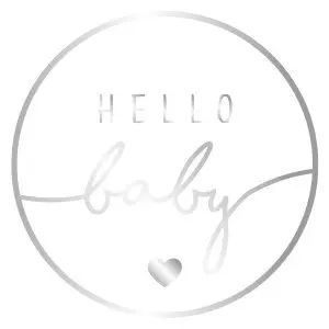 [972046] Etiketten ’Hello Baby’ wit/zilver (1000st) 