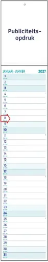 [LAN/ML3] Strookkalender 115x500mm wit/groen breed