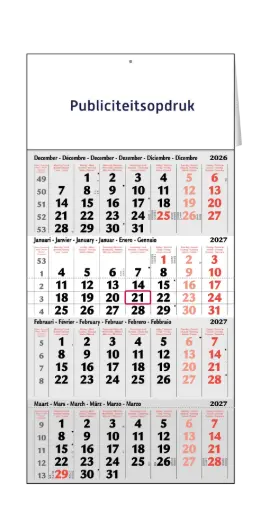 [TRIQ14] Viermaandkalender grijs 30x49cm