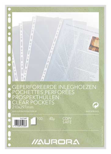 [S23T100P] GEPERFOREERDE SHOWTASSEN A4 PP 40 MICRON 100 STUKS