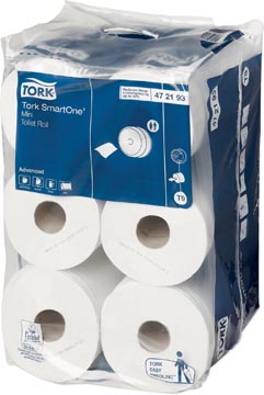 [TORK472193] Tork toiletpapier SmartOne Mini, 2-laags, 111 meter, systeem T9, pak van 12 rollen