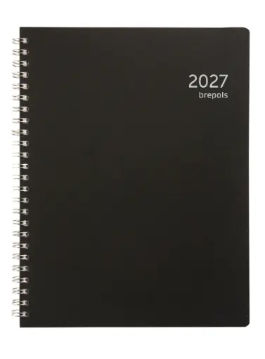 [013749100140] Agenda Brepols timing week polyprop zwart