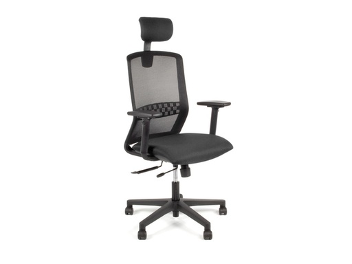 [LF-2012005] Bureaustoel Linea Tekna 01/Pt, Zwart, Met Hoofdsteun