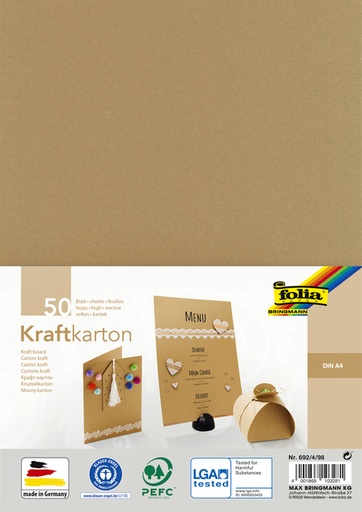 [1000295] Kraftpapier Folia A4 230Gr 50 Vel