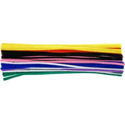 [19115*] 100 chenilledraad 10 geassorteerde kleuren 50cmx8mm