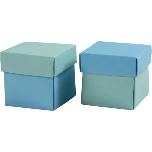 [233008] vouwdoos 10 stuk, 5,5x5,5 cm, 250 gr, lichtturquoise/donkerturquoise
