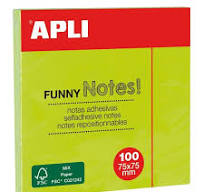 [11899] APLI NOTES FLUO 75X75MM GROEN