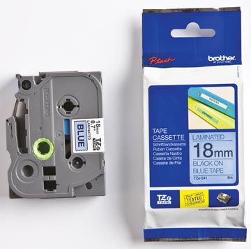 [TZE541] LABEL TAPE P- TOUCH TZ 18MM BLUE/BLACK TAPE 8M LAMINATED