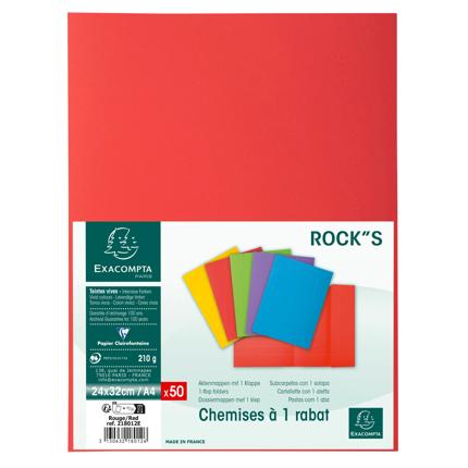[218012e] 50 INLEGMAPPEN +1 KLEP 210GR 24X32CM ROOD