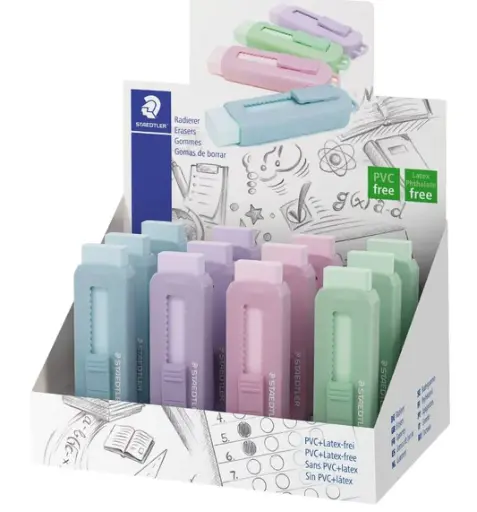 [525 PS1P-S] Gom met drukmechanisme pastel geassorteerde kleuren