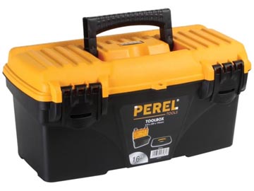 [OM16] Perel Gereedschapskoffer, Ft 41 X 20,9 X 19,5 Cm, 16,7 L, Leeg Geleverd, Zwart/Geel