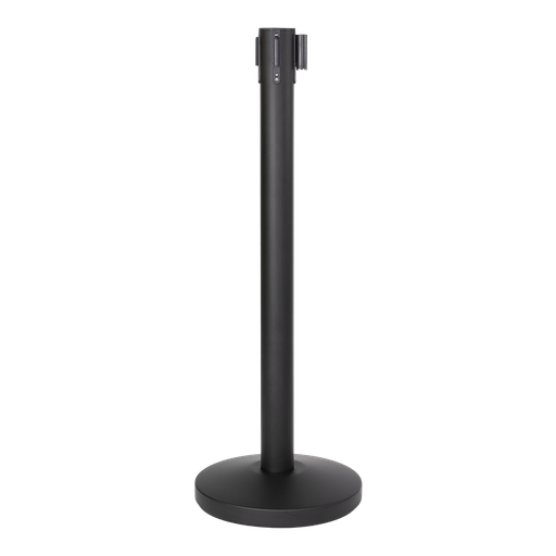 [RS-RT-LW-BL] BLACK BUDGET RETRACTABLE BARRIER SET (POLE&BASE) - BLACK NYLON TAPE (210CM) - SET OF 2