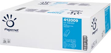 [P412009] PAPERNET PAPIEREN HANDDOEKEN Z-VOUW, 2-LAAGS, 20X200 VELLEN, WIT