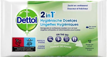 [RCD1080] Dettol Reiningsdoekjes 2-In-1, Pak Van 12St