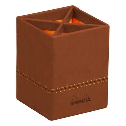 [194523C] Rhodiarama pennenhouder in Italiaans kunstleer 8x8x11 cm - Koper