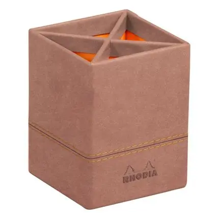 [194528C] Rhodiarama Pennenhouder In Italiaans Kunstleer 8X8X11 Cm - Bois-De-Rose