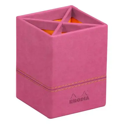 [194535C] Rhodiarama pennenhouder in Italiaans kunstleer 8x8x11 cm - Fuchsia