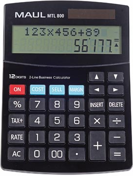 [7269290] Maul Bureaurekenmachine Mtl 800, 2-Regelig, Zwart