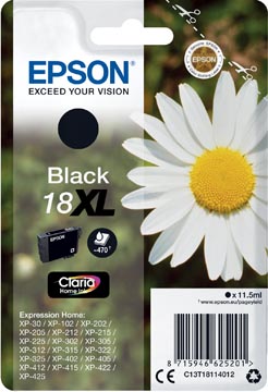 [C13T18114012] EPSON XP 18XL INKT ZWART HC 470 PAGINA'S 11,5ML