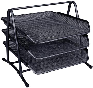 [KF00823] 3 Brievenbakjes Q-Connect, Mesh Metaal, Ft A4, Zwart