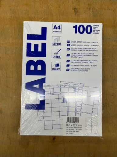 [992425] etiketten 100 vellen (99.1x67.7mm, a4/8)