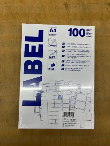 [11014] etiketten 100 vellen (105x148 a4/4)