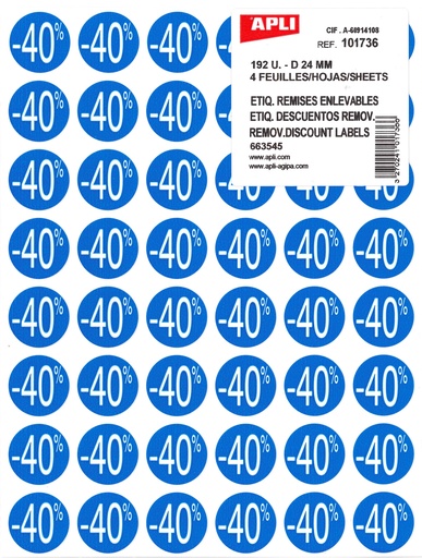 [101736] Afneembare Kortingsetiketten (-40%)