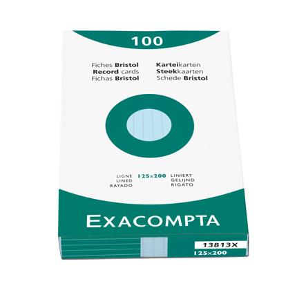 [E13813X] 100 fiches 125x200mm blauw gelijnd 205gr