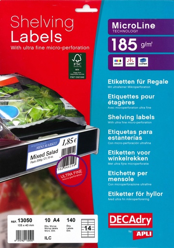 [13050A] DECADRY MICROGEPERF KAARTEN (105X40MM)