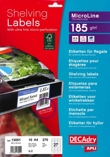 [13051A] DECADRY MICROGEPERF KAARTEN (65X33MM)