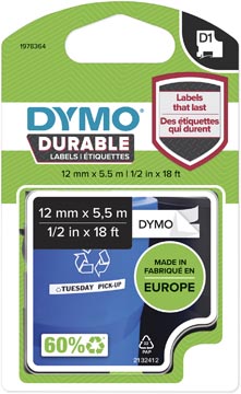 [1978364] Dymo Durable Vinyl Tape 12Mm (Zwart/Wit)
