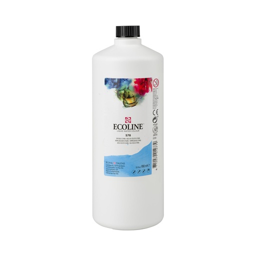 [1171578] Ecoline Vloeibare Waterverf Fles 990 ml Hemelsblauw (Cyaan) 578