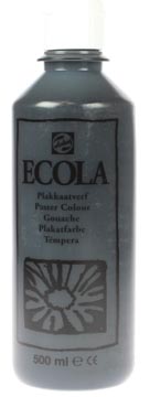 [09727000] Ecola Plakkaatverf Fles 500 Ml Zwart 700