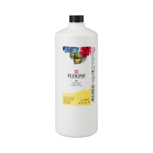 [1171201] Ecoline Vloeibare Waterverf Fles 990 Ml Lichtgeel 201
