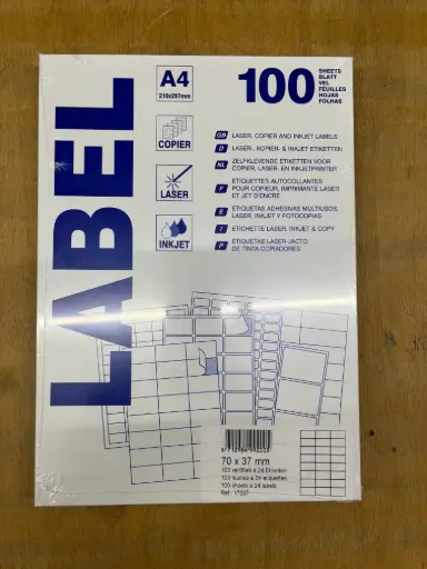 [903814] etiketten 100 vellen (70x37mm, a4/24)