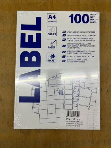 [903849] etiketten 100 vellen (105x37mm, a4/16)