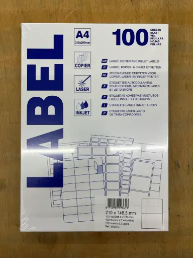 [903873] etiketten 100 vellen (210x148.5mm, a4/2)