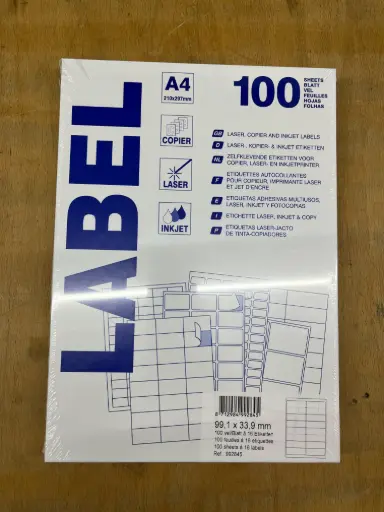 [912837] etiketten 100 vellen (99,1x33,9mm, a4/16)