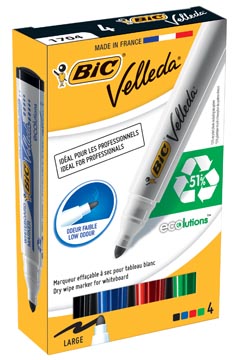 [1704] Etui Witbordstiften 1701 Bic (Dikte 1,5Mm, Ronde Punt, 4 Kleuren)