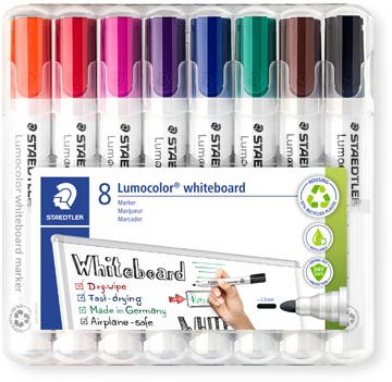 [351WP8] Etui Witbordstiften 351 Staedtler (Dikte 2,0Mm, 8 Kleuren)