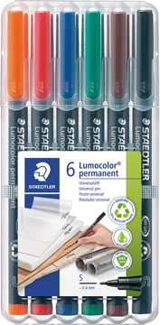 [313WP6] Etui Lumocolor Staedtler 313 Permanent (Dikte 0,4Mm 6 Kleuren)