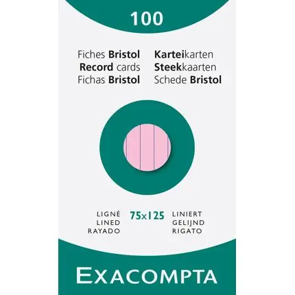 [E13831X] fiches (75x125mm, roze, gelijnd)
