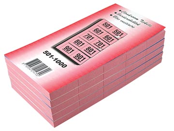 [1500VK] Garderobeblokken Nummers Van 1 T.E.M. 500, Kers