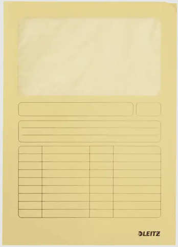 [39500015] Leitz presentatiemappen met venster, A4 geel gerecycleerd karton 160gr 100 stuks