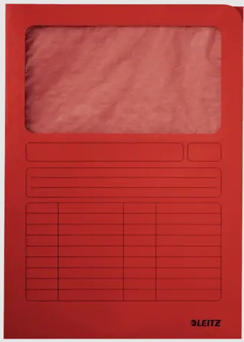 [39500025] Leitz presentatiemappen met venster, A4 rood gerecycleerd karton 160gr 100 stuks