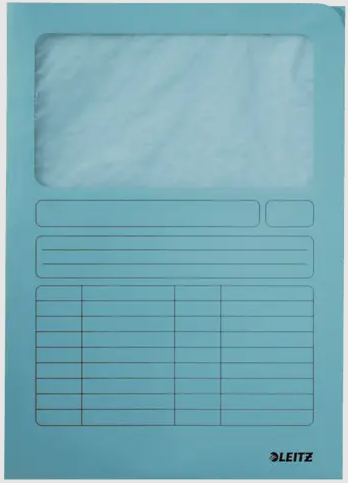 [39500030] Leitz presentatiemappen met venster, A4 blauw gerecycleerd karton 160gr 100 stuks