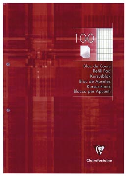[5813C]  Clairefontaine cursusblok A4 100bl 90g 2 gaten - commercieel geruit