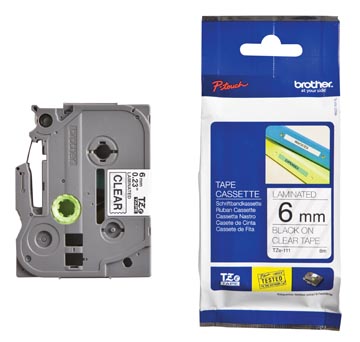 [TZE111] BROTHER LABEL TAPE P- TOUCH TZ (6MM, ZWART/TRANSPARANT)