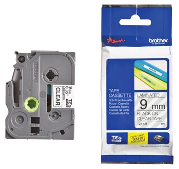 [TZE121] LABEL TAPE P- TOUCH TZ (9MM, TRANSPARANT/ZWART)