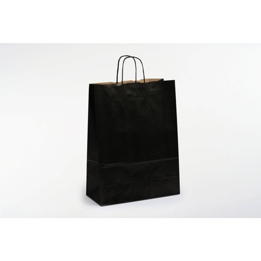 [30010110] Kraftzak 80gr (19+8X21Cm, Zwart, gelijnd, gedraaide handgrepen, 50 stuks)